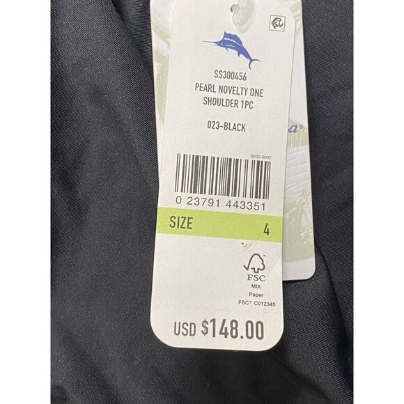 Tommy Bahama sz 4 Swimsuit Black Pearl One Shoulder One Piece Classic Minimalist - Picture 6 of 6